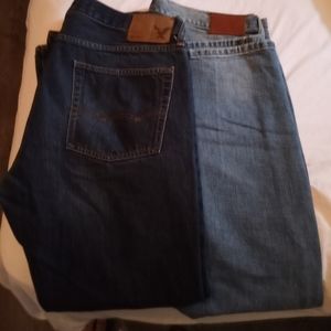 2 pair of Men jeans straight fit American eagle &Lucky brand 34×30